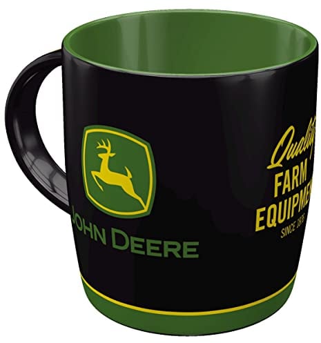 Nostalgic-Art Tasse à café, 330 ml, John Deere – Logo Black – Idée de cadeau pour fans de tracteurs, Mug en céramique, Design vintage