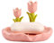 WAIT FLY Porte-savon en céramique avec joli motif fleur - Porte-savon décoratif - Rose