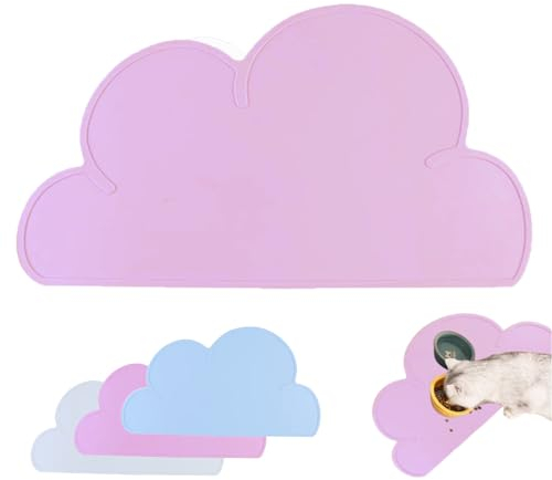 : GaoBangM Food Mat,Non-Slip Cat and Dog Food Mat, Silicone Pet Food Mat, Pet Feeding Mat, Waterproof Cat and Dog Mat (Pink Cloud)