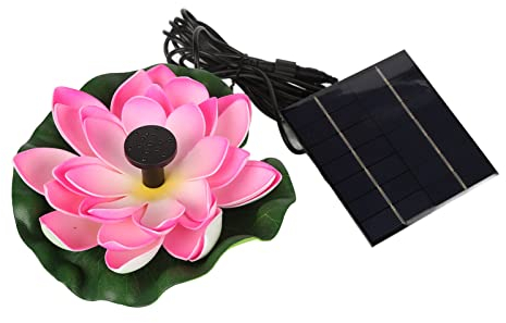 Focket Solarbrunnen, Künstliche Lotusblume, Schwimmender Solar-Vogeltränkebrunnen mit 8 Düsen, 1,4 W Solarbrunnenpumpe für Vogelbad, Garten, Teich, Pool, Außenbereich, Lift 15,7–86,6 Zoll