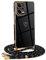 Mkej Coque pour Xiaomi Redmi Note 12 5G avec Cordon de Collier, Coque avec Cordon Motif Coeur d'amour TPU Housse, Collier RéglableTéléphone Portable Lanyard Case Xiaomi Redmi Note 12 5G, Or Noir