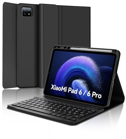 SENGBIRCH Funda Teclado xiaomi Pad 6/6 Pro 11 Pulgadas - Funda Teclado xiaomi Pad 6/6 Pro 11 Pulgadas, Teclado magnético Desmontable Español Ñ,Negro