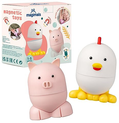 Magimals Farmlandschaft – Baby Spielzeug spielend Lernen: Interaktive magnetische Tiere zum Zusammenstecken (6-teilig). Als Badespaß und kreatives Spielzeug für Ihr Kind - Sicher und knautschbar
