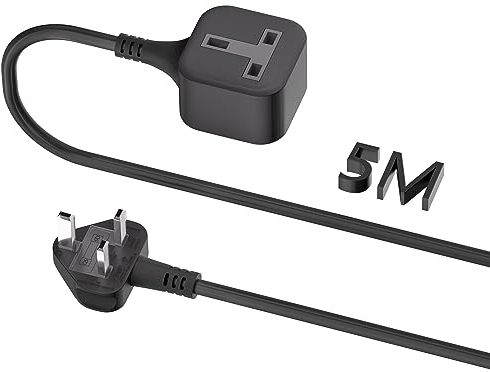 1 Way Gang Extension Lead 5M, 13 AMP Single Socket Extension Lead, HITRENDS UK 3 Pin Plug Power Strip(13A,3250W Max), Sturdy Plug Extension for Travel, Home, Office, Black