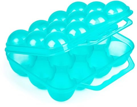 Suinga Pack 12 x Hueveras de plástico con asa, Turquesa, 19,5 x 18 x 7 cm