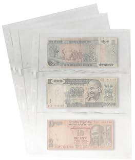 PCCB MINGT 10 Stück Standard 9-Loch Transparente Einseitige Album-Innenseiten Briefmarken- und Banknotensammlungs-Album-Einlagen für Münzsammeln und Zubehör (3 Taschen)