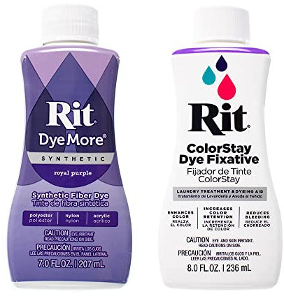 Rit DyeMore - Tinte de fibra líquida sintética de 7 onzas para ropa, decoración y manualidades, morado real con fijador de color