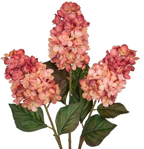 Briful 3 fiori artificiali autunnali di ortensia in seta, altezza 69,8 cm, fiori artificiali rosa rosa ortensia in seta a stelo lungo per composizioni floreali decorazioni autunnali