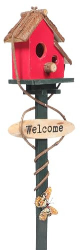 Whimsical Birdhouse Garden Stakes: Metal Pole Wooden Birdhouse Stand Yard Bird House Garden Stake Garden Birdhouse Decor on Stand Outdoor Bird Decor Bird Home The Bird's Nest Lawn