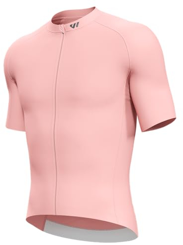Lo.gas Radtrikot Herren Kurzarm, Rennrad Trikot Durchgehender Reißverschluss mit 3 Taschen, Rosa, M