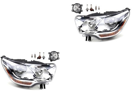Johns, Scheinwerfer Satz Halogen Front passend für Citroen C4 11/09-12/14 H7 H1 Links & Rechts + Nebelscheinwerfer + Leuchtmittel