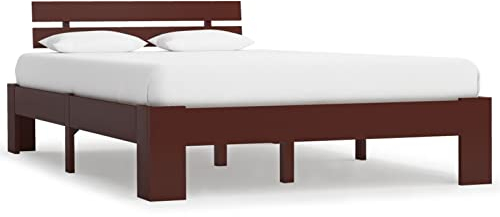 BaraSh Massivholzbett Betten Bettgestell Holz Bed Frame Möbel für das Schlafzimmer Holzbett Dunkelbraun Kiefer 120x200 cm