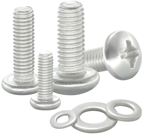 24 Sets M4 M6 M8 304 Stainless Steel Phillips Pan Head Screws Bolts and Washers for TV Wall Mounting
