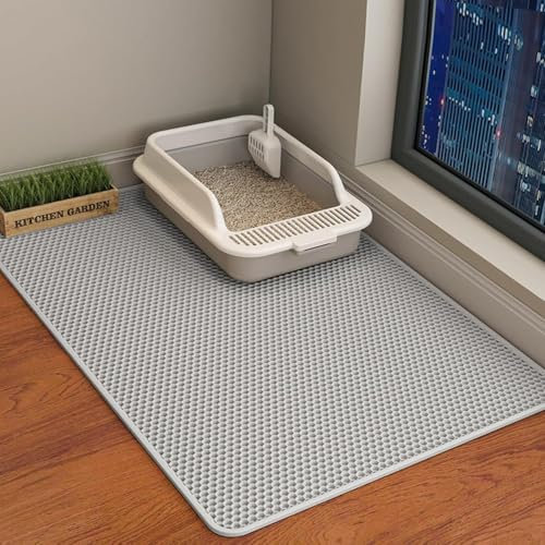 ERHAOG Katzenklo Matte Katzenstreu Matte 118 * 62 cm - Doppelte Schichte Wasserdichte Entwurf Katzenmatte Katzenklo, Katzentoilette Matte Vorleger Katzentoilette für Toilette