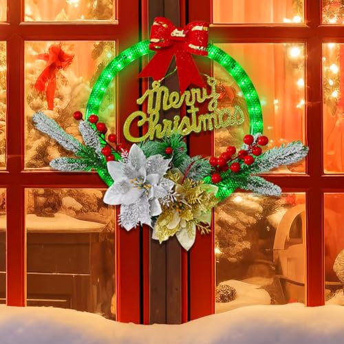Türkranz Weihnachten,Dekokranz,Weihnachtsdeko Kranz Deko mit LED Lichterkette Timer,LED Lichterkranz Fenster,Deko Weihnachtstürkranz,Weihnachtskranz für Wand,Haustür,Fenster,Hochzeitsfeier Innen außen