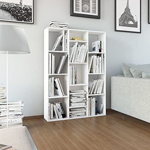 Iiaky Raumteiler/Bücherregal Weiß 100x24x140 cm Holzwerkstoff Sichtschutz Balkon Seitenwand