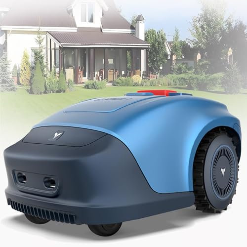 FJYAWEN Robot Tondeuse sans Fil Périphérique 1000 M², Robot Gazon avec Planification D'itinéraire GPS, Hauteur 20-55 Mm, Largeur De Coupe 18 Cm, Inclinaison 30%, Chargement Automatique