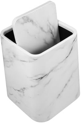 GETAJGHSD Marble Flip Top Bin Luxury Marble Pattern Waste Basket for Bathroom Living Room