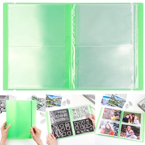 20 Seiten/80 Taschen, Briefmarken und Stanzformen, Aufbewahrungsalbum, Buch-Organizer, Ordner, Kunststoff, große Aufkleber, Foto-Aufbewahrungstaschen für Stanzformen, Schablonen, Stempel, Basteln,