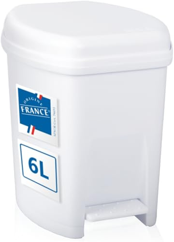 Stimo Tretmülleimer Badmülleimer 6L Kosmetikeimer Weiß Mülleimer Abfalleimer mit Deckel