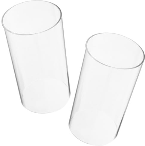 TOPBATHY 2Er Set Transparente Glaszylinder Kerzenhalter Ohne Boden 5.91 Zoll Kerzenschirme Windschutz Für Wohnzimmer Schlafzimmer Und Feierliche Dekoration