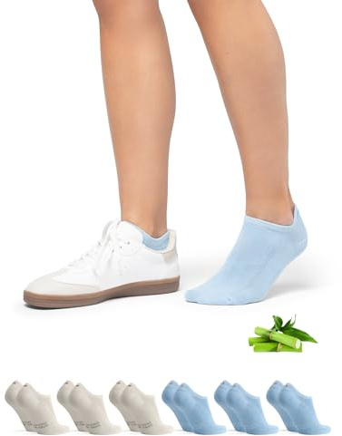 DANISH ENDURANCE 6 Paar Bambus Füßlinge, Unsichtbare Sommer Sneaker-Socken, Unisex, für Damen & Herren, Mehrfarbig (3xHellblau, 3xCremeweiß), 39-42