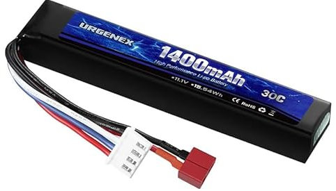 11,1 V 2000 mAh Batterie LiPo Rechargeable, Compatible avec Connecteur Deans-T 3S 30 C pour Airsoft M4, M110, AK47, MP5, Scar, M249, AUG, AEG, MP5K, M60, RPK, PKM et Autres Modèles Réduits