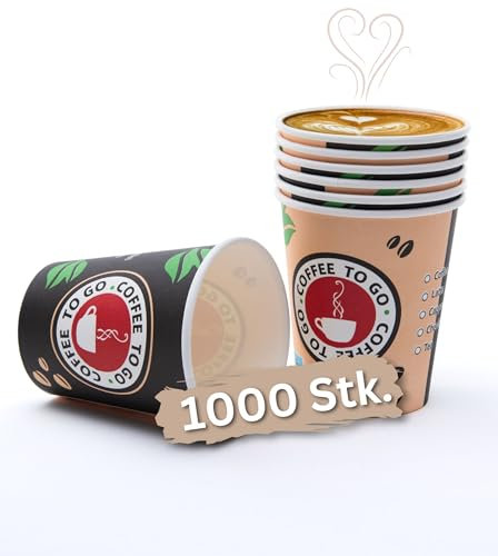 TruWare Just Camp Kaffeebecher 200ml Pappbecher für Kaffee Tee und Getränke - Getränkebecher für Unterwegs - Cafe Coffee to Go Becher - Einwegbecher BPA Frei (1000 Stück)