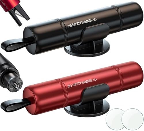 DSGKUU Car Safety Hammer Window Glass Breaker, 2 Pcs Emergency Car Window Breaker, Portable Window Breaker and Seat Belt Cutter with Test Glass for All Vehicles Emergency Car Tool