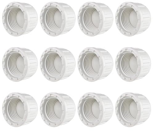 12PCS 1/2 PVC Sprinkler Cap, End Female Thread Pipe Plug Adapter for Irrigation, DIY Projects,Sprinkler Head Cap, Water Line, Plumbing Repair, Compatible with Rainbird Systems