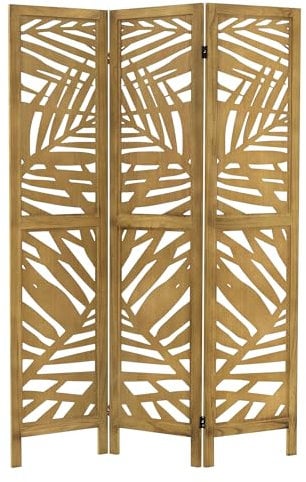 ML-Design Paravent Raumteiler 3-teilig Kyoto, Natur, 170x121 cm, aus Holz, Faltbarer Raumtrenner Innen, freistehend, Umkleide Sichtschutz, Trennwand 3 Paneele, Stellwand Sichtschutzwand Schlafzimmer