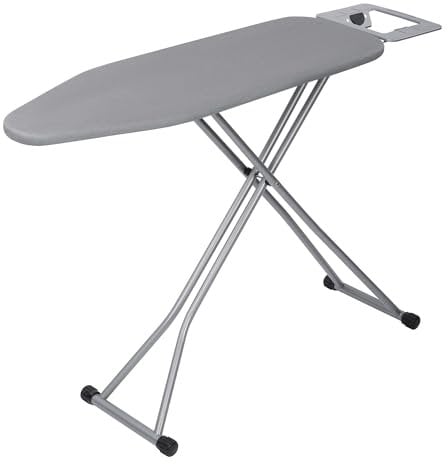 Tabla de Planchar Plegable con Soporte de Plancha Antideslizante | Estructura metálica Ajustable en Altura | Superficie Amplia y Funda rellena de algodón Resistente al Calor | Ligera fácil de Guardar