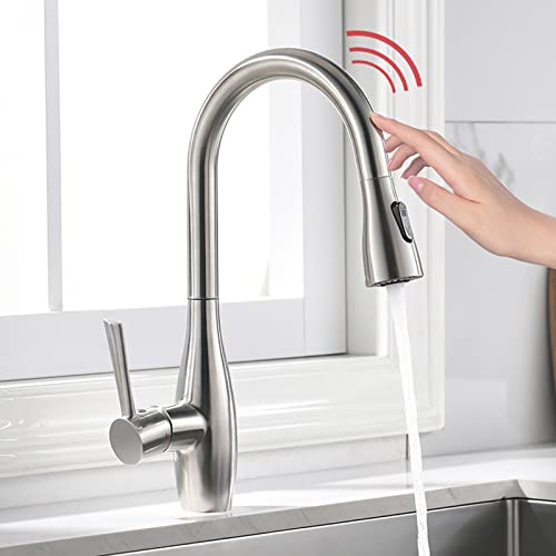 Rubinetto da cucina con sensore touch con spray estraibile in acciaio inox miscelatore per lavello Beccuccio girevole per acqua calda e fredda Accessori da cucina moderni
