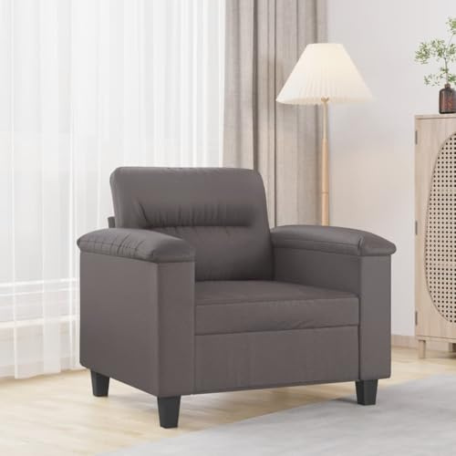 ZQQLVOO Sessel Grau Zweisitzer Sofa aus strapazierfähigem Kunstleder mit Metallgestell und Polsterung 60 cm Kunstleder