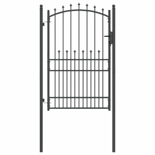 vidaXL Zauntor mit Spitzen EMMEN 200 x 100 cm, Garten Sicherheitszaun, stabiler Stahlgate, rechteckig, modern und praktisch, idealer Schutz
