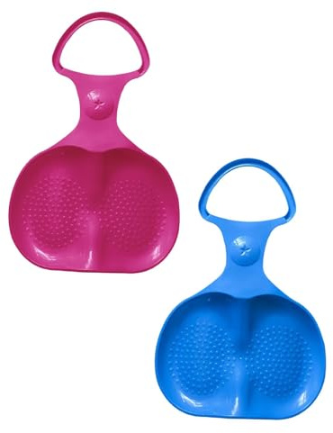 2er Set Po-Rutscher Schlitten Mit Griff Poporutscher Rodel Bob Schlitten Für Kinder Zum Porutschen & Schlittenfahren Poporutscher Po-Rutscher (Magenta + Blau)