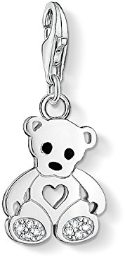 Thomas Sabo Femmes-Pendentif charm Nounours Charm Club Argent Sterling 925 noir Pavé d'Oxydes de Zirconium blancs 1119-041-14