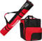 BRUBAKER Kombi Set Skisack und Skischuhtasche für 1 Paar Ski bis 190 cm + Stöcke + Schuhe + Helm Schwarz Rot
