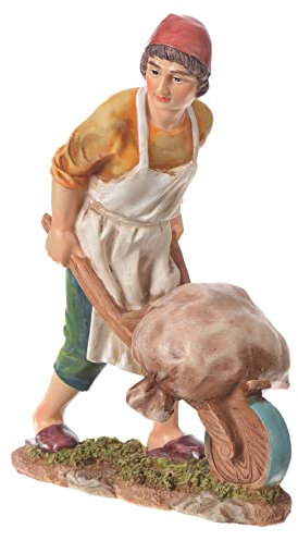 Holyart Uomo con carriola presepe 30 cm Resina