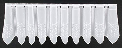 Verdi Scheibengardine quadratische Stickerei 30 cm hoch weiß, Silber - Wunschbreite frei wählbar durch gekaufte Menge in 16 cm Schritten - Meterware