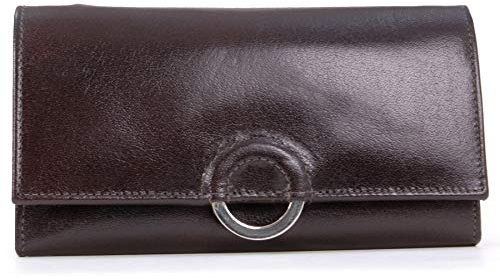 Catwalk Collection Handbags - Grand Portefeuille Femme Cuir - Porte Monnaie - 8 Emplacements pour Cartes - RFID Blocage - Odette - Marron