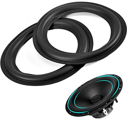 Borde de Altavoz de Goma Espuma Perforada para reparación de Altavoces o Pieza de Repuesto DIY (Negro), 2 Piezas 6 / 156mm