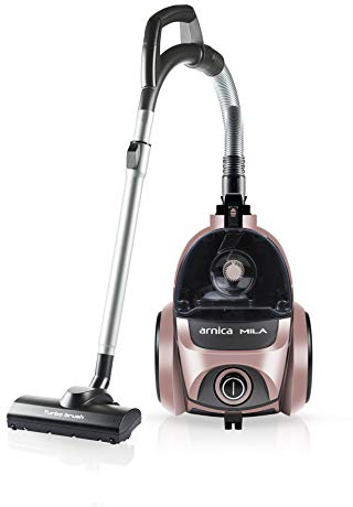 arnica Mila 1558 Rosé | Zyklon-Staubsauger | ohne Staubbeutel | Cyclone MAX Technik | mit Waschbarer HEPA-13 Filter | Patentiertes Teleskoprohr | Turbo-Bürste | 74 dB(A) leise