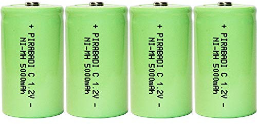 Set di 4 batterie ricaricabili C 1,2 V | 5000 mAh | LR14 R14 HR14 | ACCUMULATORE NI-MH NI-MH Eccellente prestazione Bassa Auto-Scarica | Ideale per Telecomando, Giocattoli, Strumenti, Radio ecc.