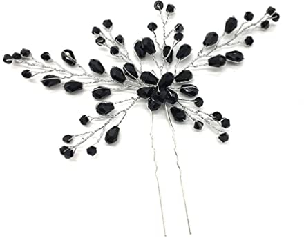 Lurrose braut hochzeit elegante haarnadel kristall strass haarnadeln clips haarschmuck für frauen mädchen schwarz