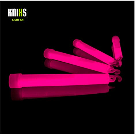 KNIXS 25er Pack Power-Knicklichter/Knicklicht (15cm) inkl. Spezialhaken und Befestigungsband - pink Leuchtend