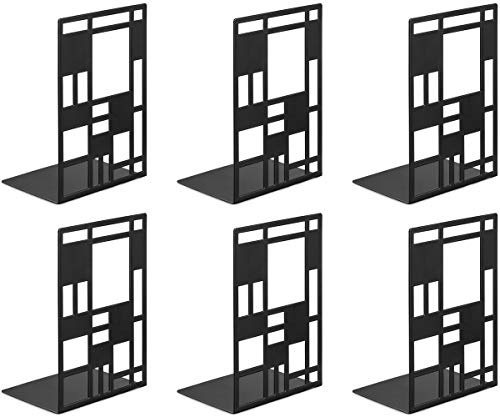 Book Ends, Bookends, Bookends Heavy Duty, Book Ends for Book Shelves, Decorative Metal Book Stopper (Black 3 Pair) for Bookworms Gifts, Abstract Desgin Book Dividers Holders Stand for Office, Library | Book Divider Decorative Holder,Metal Heavy Duty Bookend,Abstract Art Book Stopper Supports for Office,Black 3 Pair