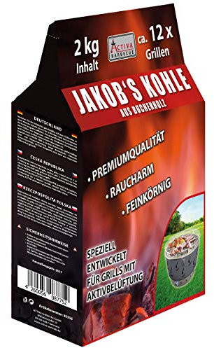 Activa Jakob´s Grillkohle 2 kg Buche Holzkohle Buchenholzkohle Grillholzkohle Steakhausqualität Steakhouse Qualität Premium Restaurant Qualität