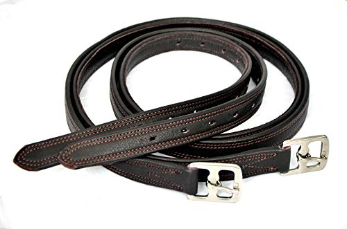 Equipride Leder-Steigbügel für Sättel Denver, Nicht dehnbar, Nylonkern, gebunden, Schwarz/Braun (Braun, 132 cm)