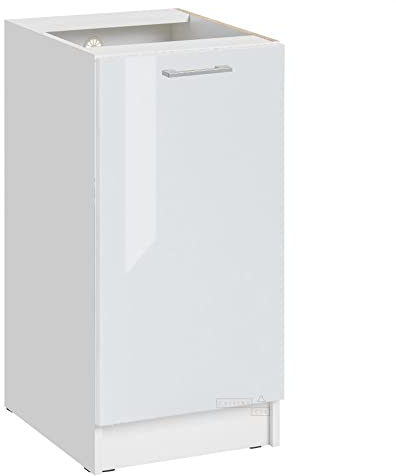 Cuisineandcie - MUEBLE DE COCINA ECO Blanco Brillo 1 Puerta L 40 cm + 1 Estante - Mueble bajo de cocina Almacenaje, Mueble de cocina, Armario bajo de cocina